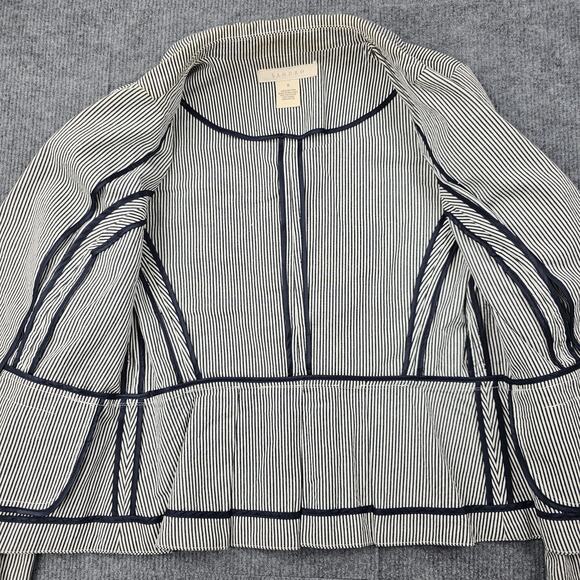 Sandro Blazer Womens Small Navy Career Cotton Two Button Jacket Pinstripe Preppy - Picture 8 of 9